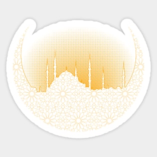 Blue mosque in a crescent over sunset Sticker